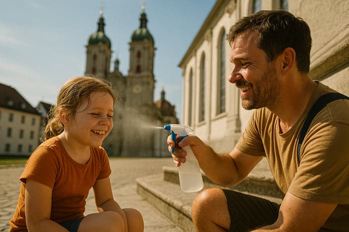 Kinder und Mann draussen